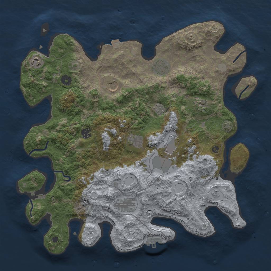 Rust Map: Procedural Map, Size: 3850, Seed: 623, 16 Monuments