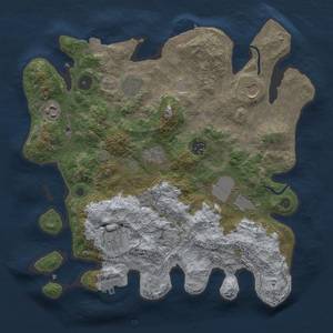 Thumbnail Rust Map: Procedural Map, Size: 3500, Seed: 64825223, 15 Monuments