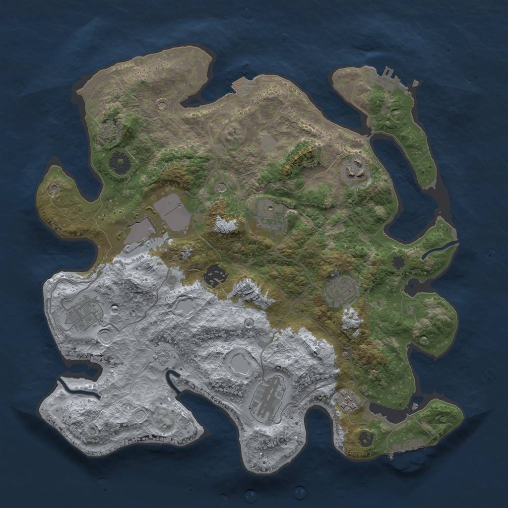 Rust Map: Procedural Map, Size: 3500, Seed: 1012987888, 16 Monuments