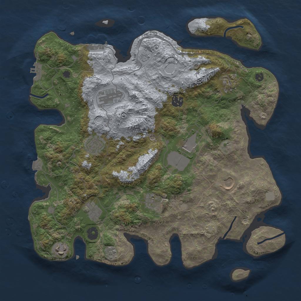Rust Map: Procedural Map, Size: 3700, Seed: 1510570061, 18 Monuments