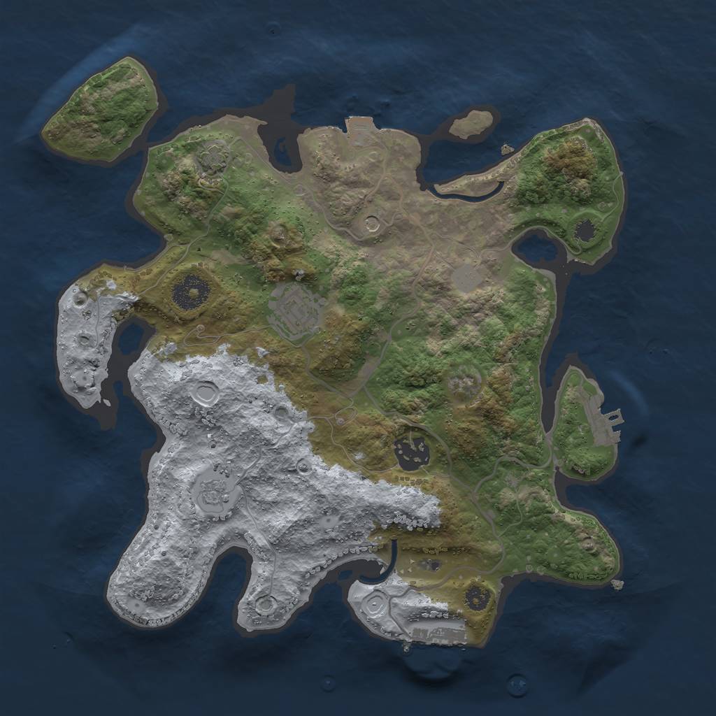 Rust Map: Procedural Map, Size: 3000, Seed: 28739, 10 Monuments