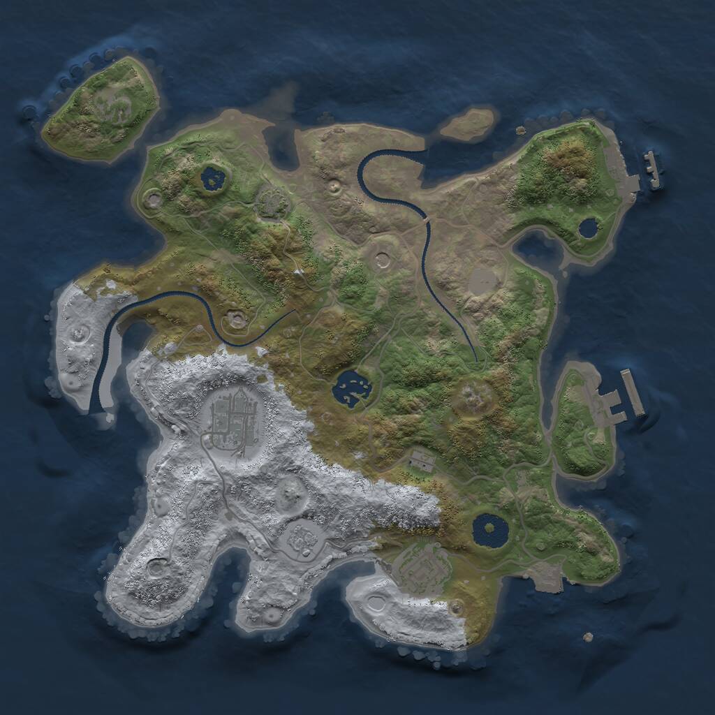 Rust Map: Procedural Map, Size: 3000, Seed: 28739, 9 Monuments