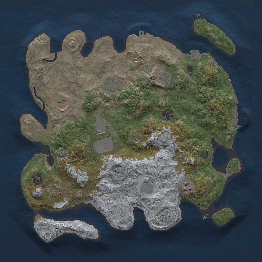Rust Map: Procedural Map, Size: 3500, Seed: 11922, 17 Monuments