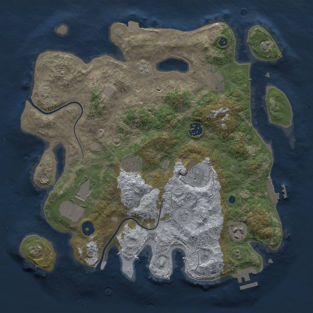 Rust Map: Procedural Map, Size: 3500, Seed: 1313451877, 13 Monuments