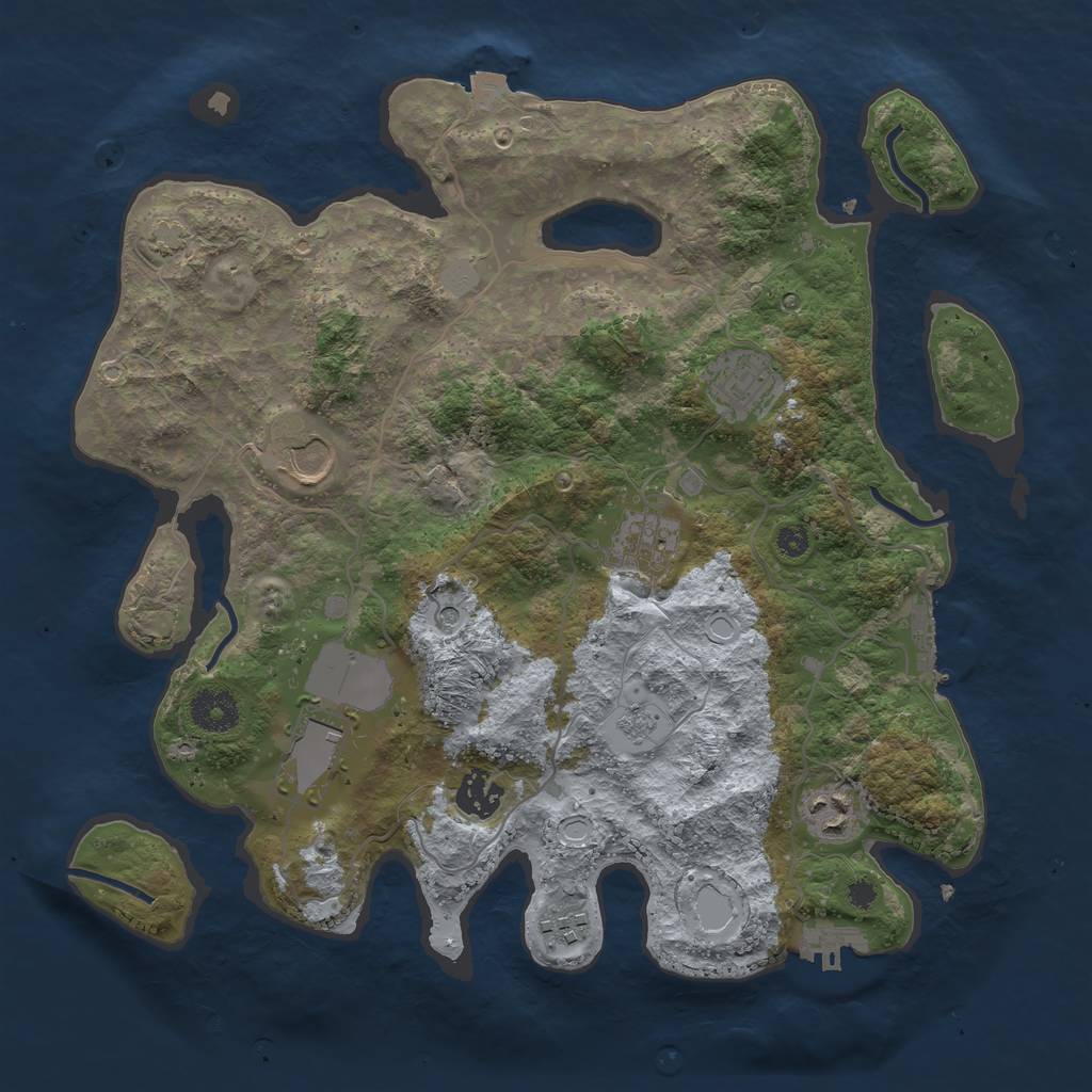 Rust Map: Procedural Map, Size: 3500, Seed: 1313451877, 15 Monuments