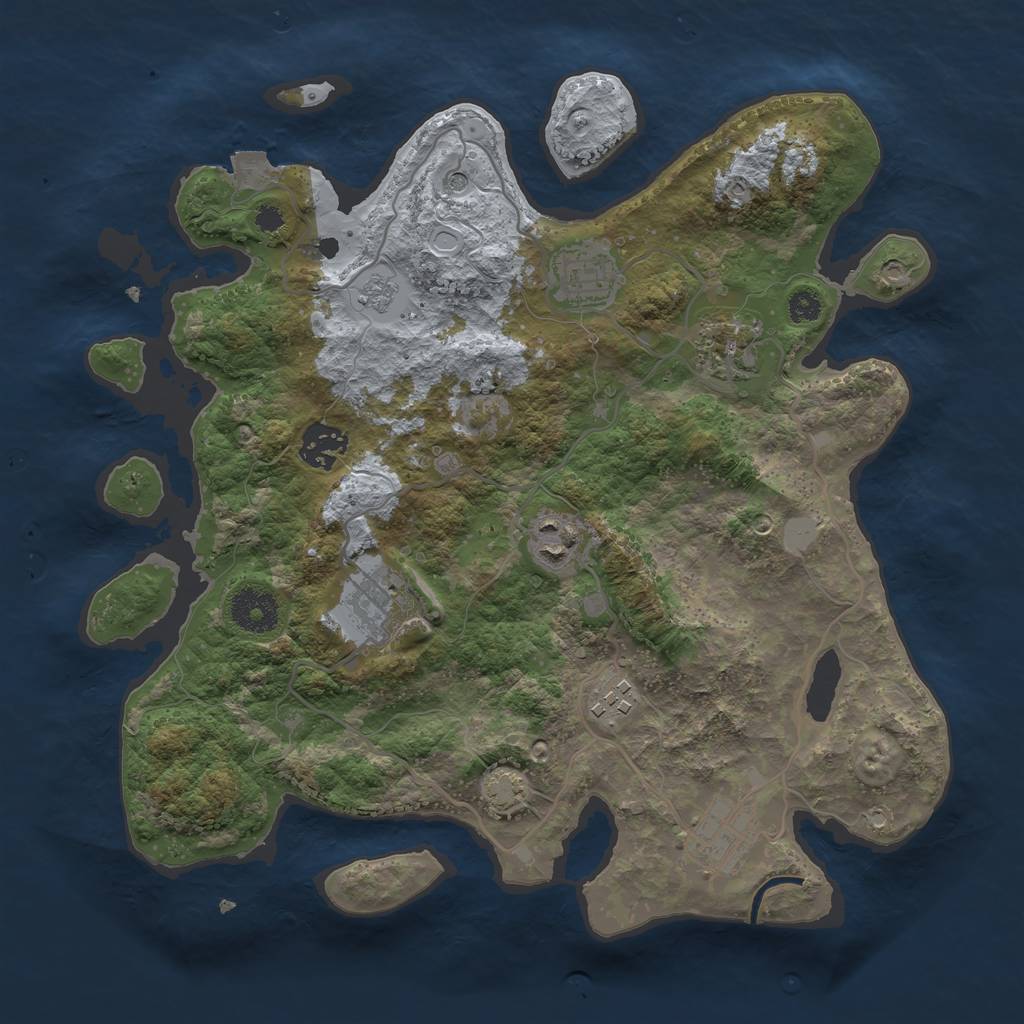Rust Map: Procedural Map, Size: 3300, Seed: 481607333, 13 Monuments