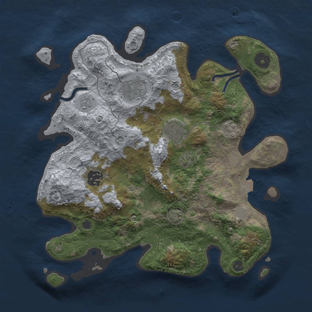 Rust Map: Procedural Map, Size: 3000, Seed: 454366995, 10 Monuments
