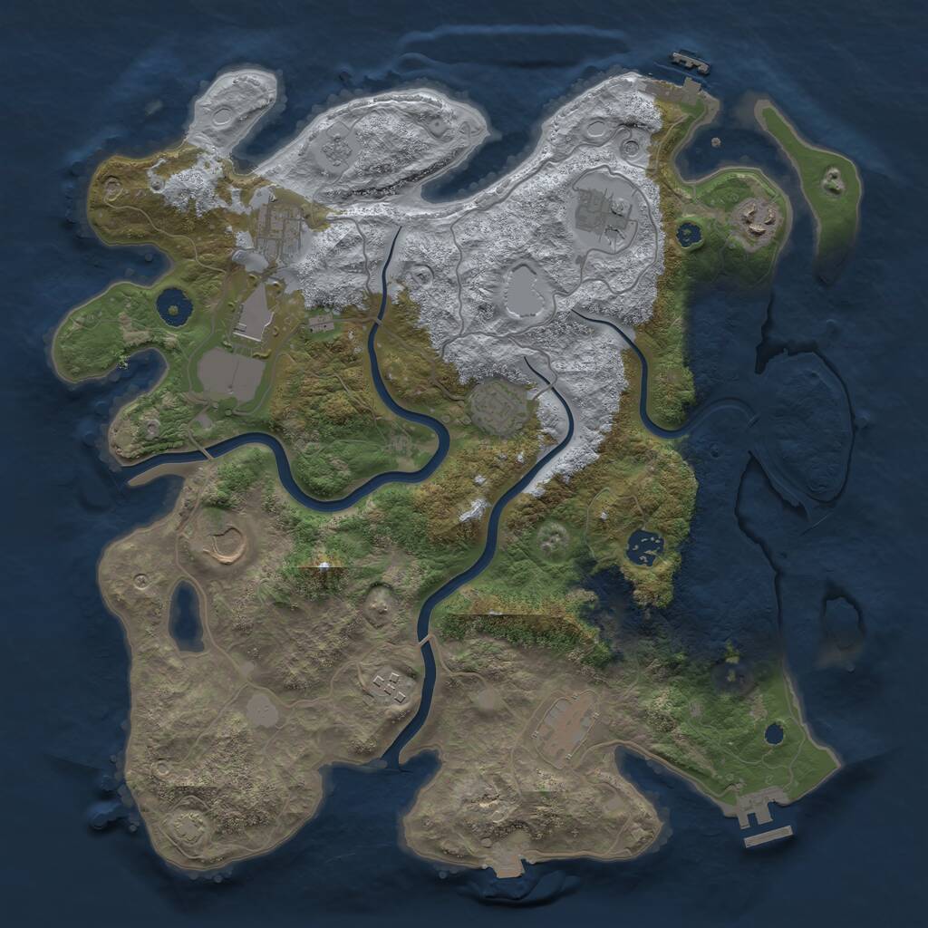 Rust Map: Procedural Map, Size: 3850, Seed: 58079662, 15 Monuments