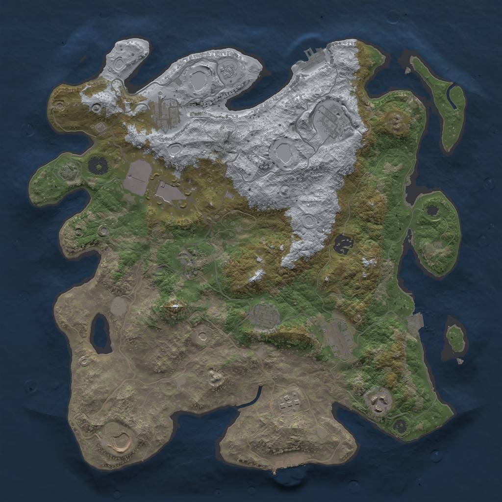 Rust Map: Procedural Map, Size: 3850, Seed: 58079662, 18 Monuments