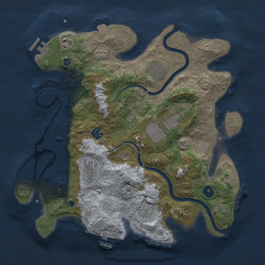 Rust Map: Procedural Map, Size: 3500, Seed: 120257604, 13 Monuments