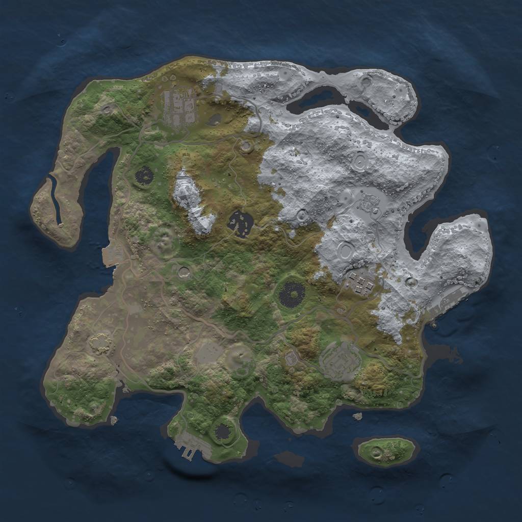 Rust Map: Procedural Map, Size: 3000, Seed: 20351, 12 Monuments