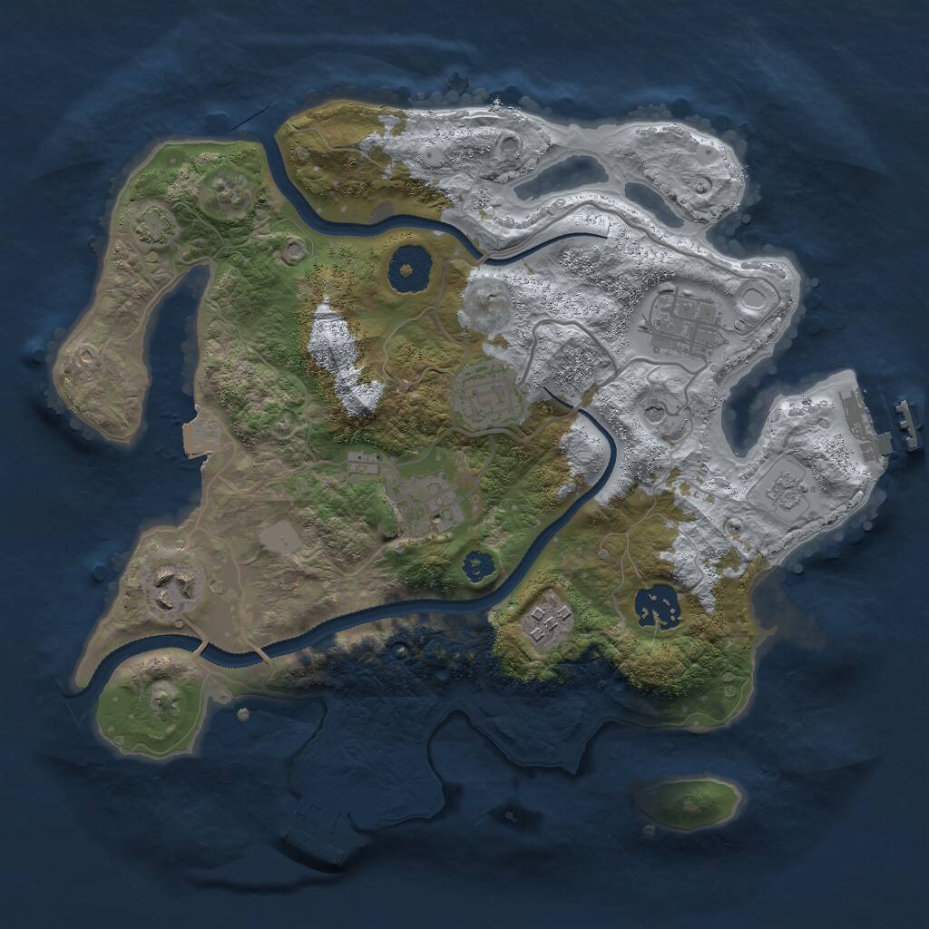 Rust Map: Procedural Map, Size: 3000, Seed: 20351, 12 Monuments