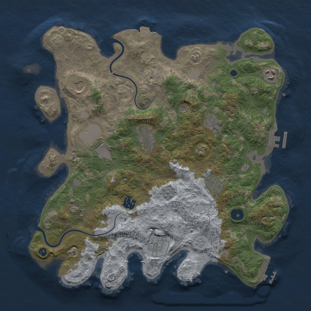 Rust Map: Procedural Map, Size: 3750, Seed: 31344, 16 Monuments