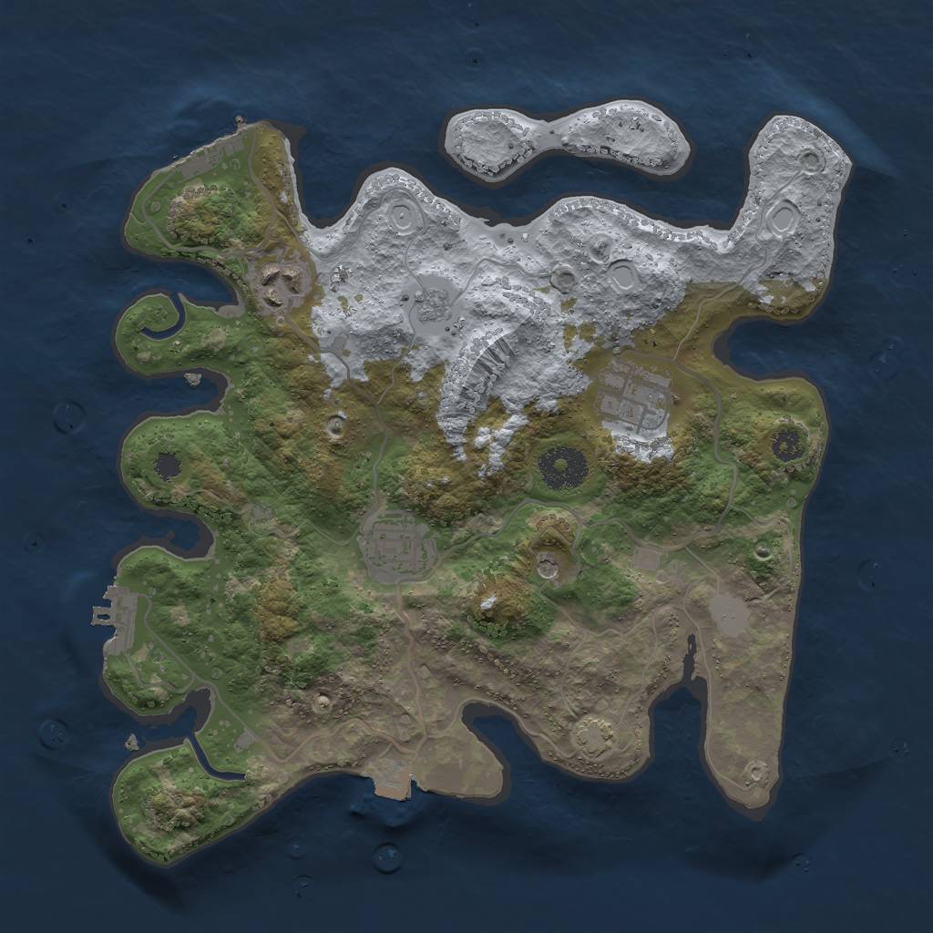 Rust Map: Procedural Map, Size: 3000, Seed: 25421, 11 Monuments