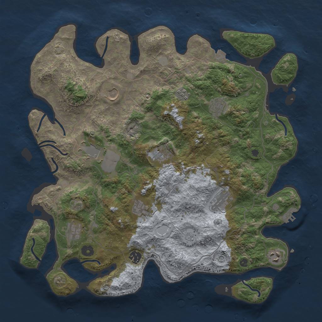 Rust Map: Procedural Map, Size: 4000, Seed: 657328004, 17 Monuments