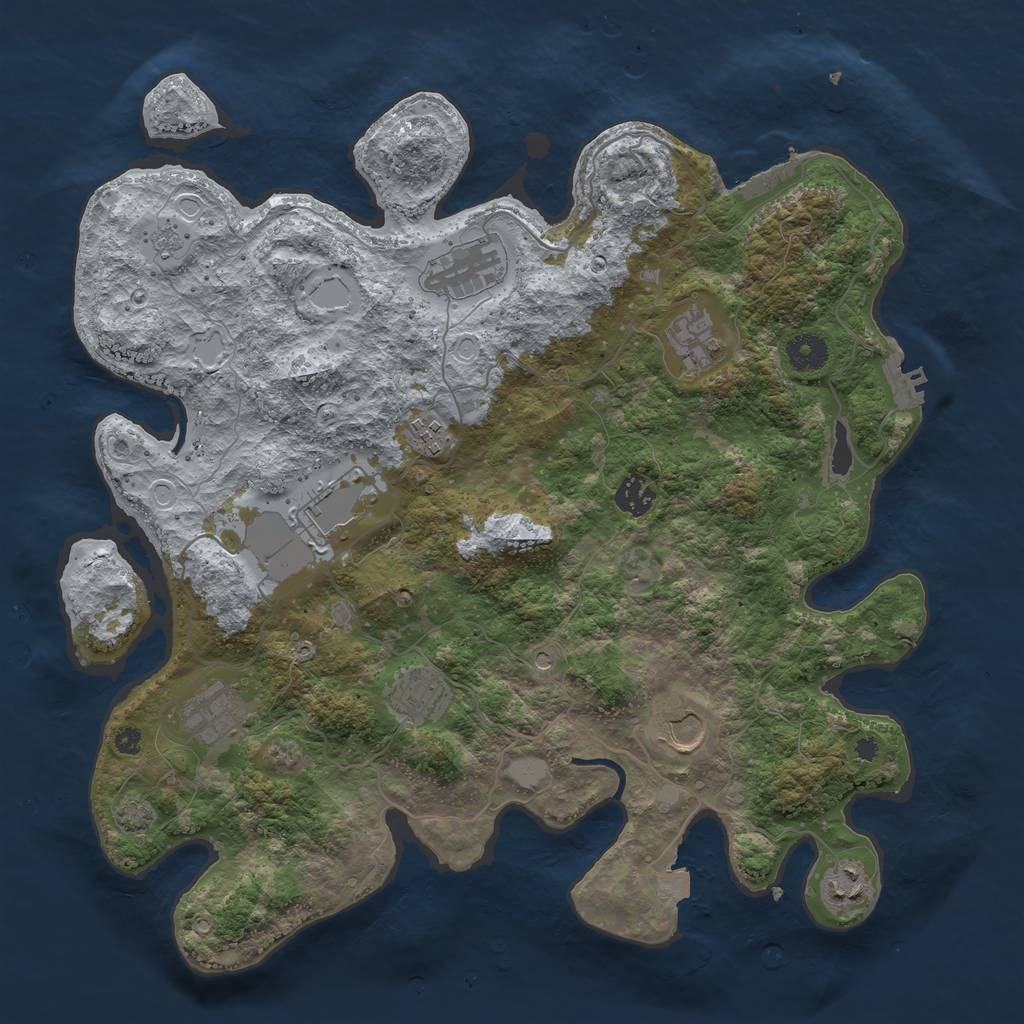 Rust Map: Procedural Map, Size: 3875, Seed: 1794763109, 17 Monuments