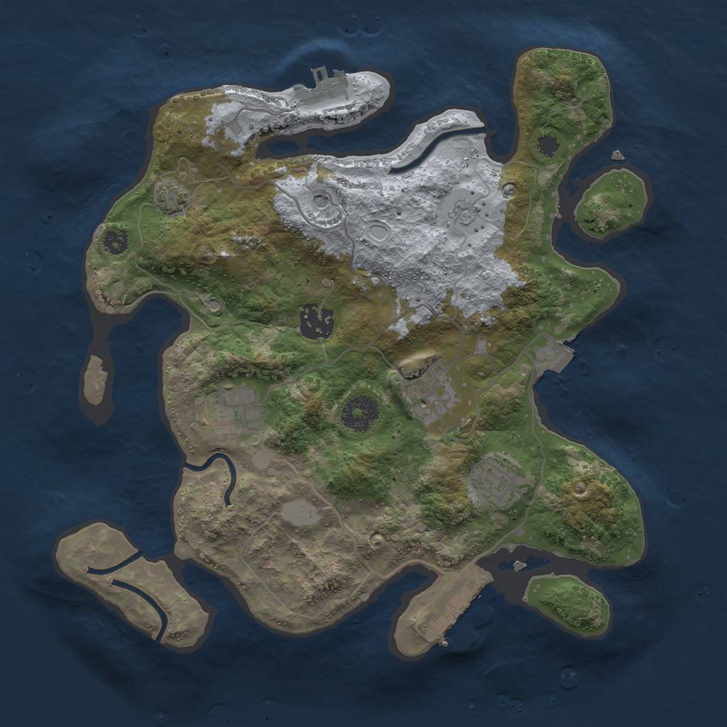 Rust Map: Procedural Map, Size: 3000, Seed: 25370, 12 Monuments