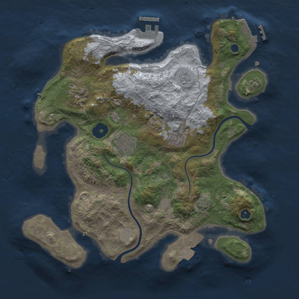 Rust Map: Procedural Map, Size: 3000, Seed: 25370, 8 Monuments