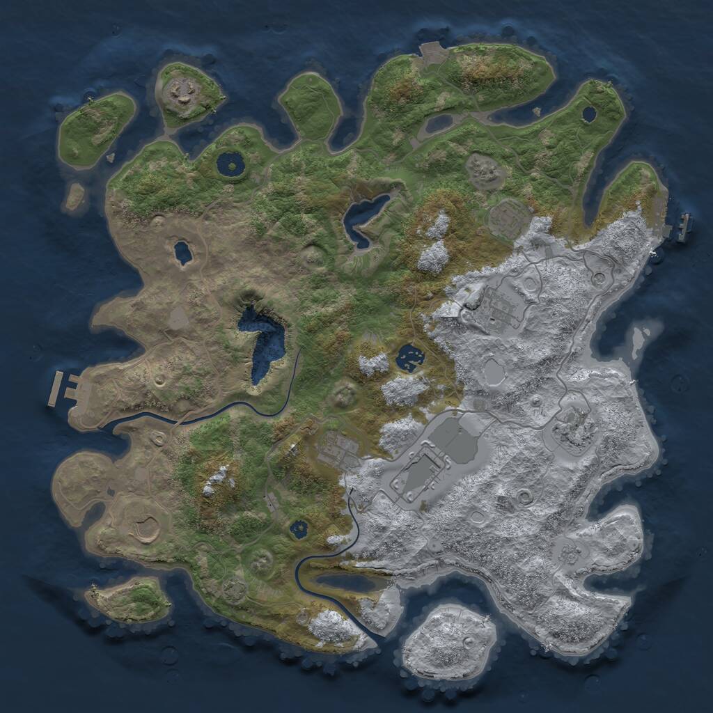 Rust Map: Procedural Map, Size: 4000, Seed: 4725, 14 Monuments