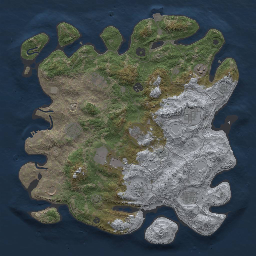 Rust Map: Procedural Map, Size: 4000, Seed: 4725, 18 Monuments