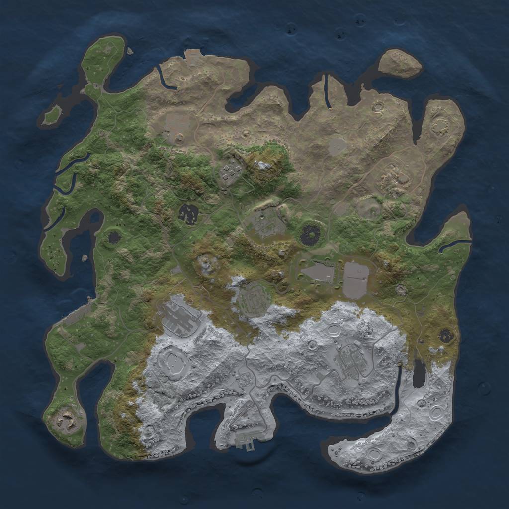 Rust Map: Procedural Map, Size: 3700, Seed: 576861435, 17 Monuments