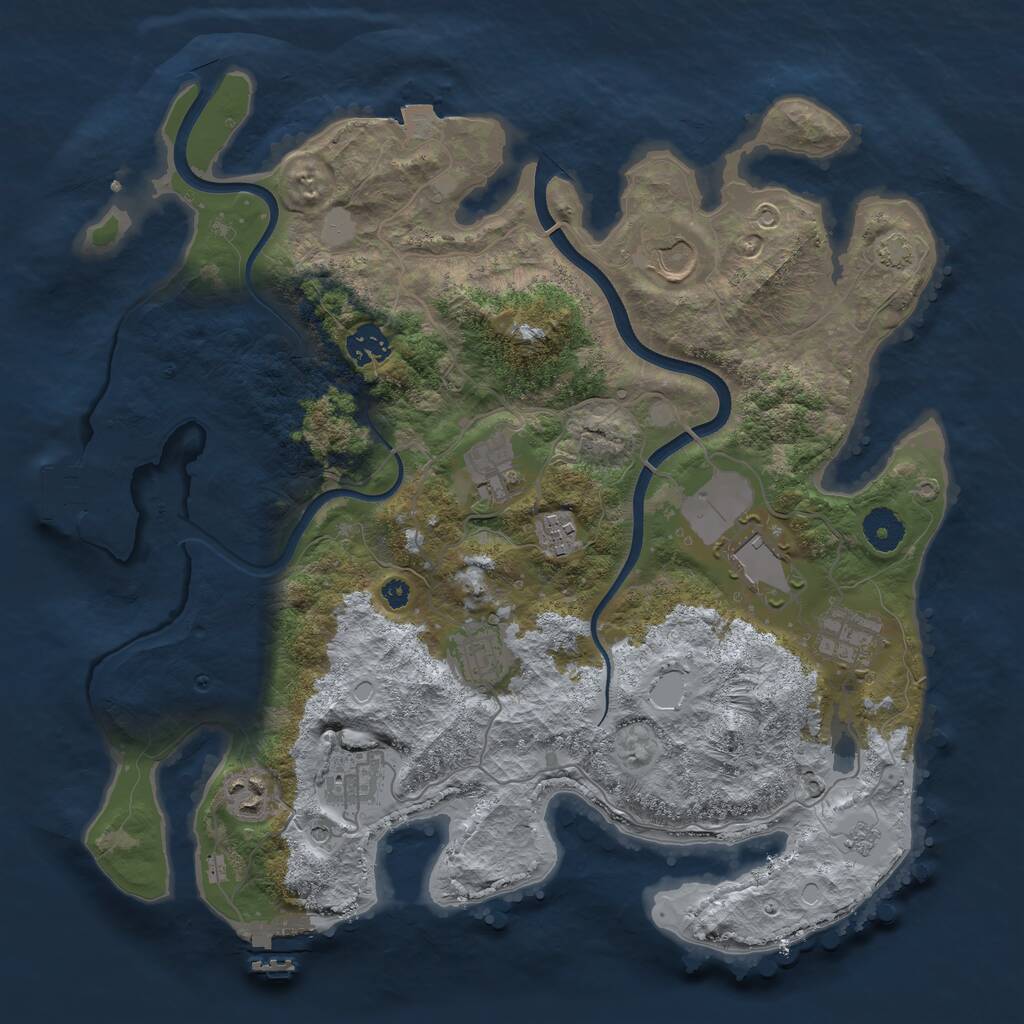 Rust Map: Procedural Map, Size: 3700, Seed: 576861435, 15 Monuments