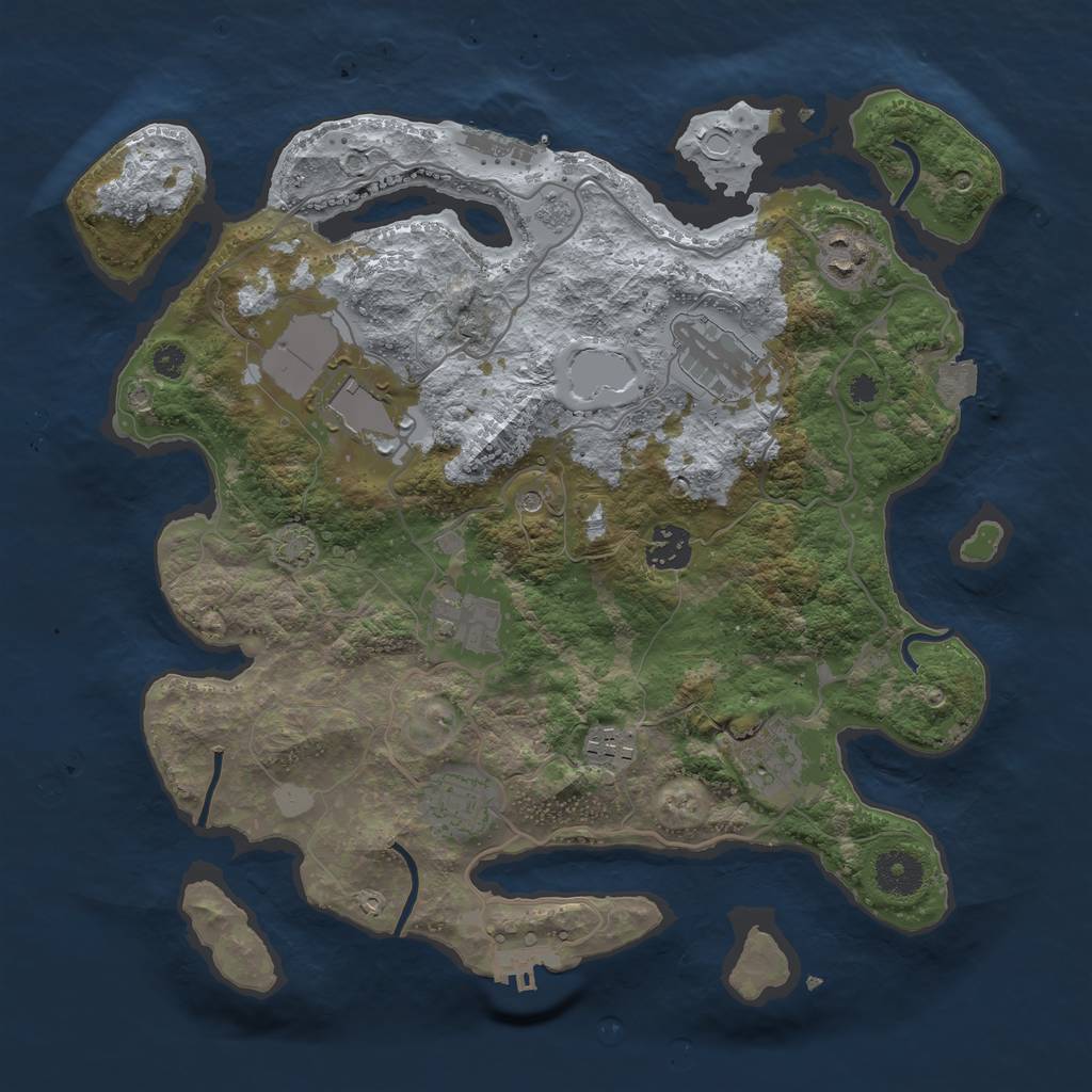 Rust Map: Procedural Map, Size: 3500, Seed: 66453794, 16 Monuments