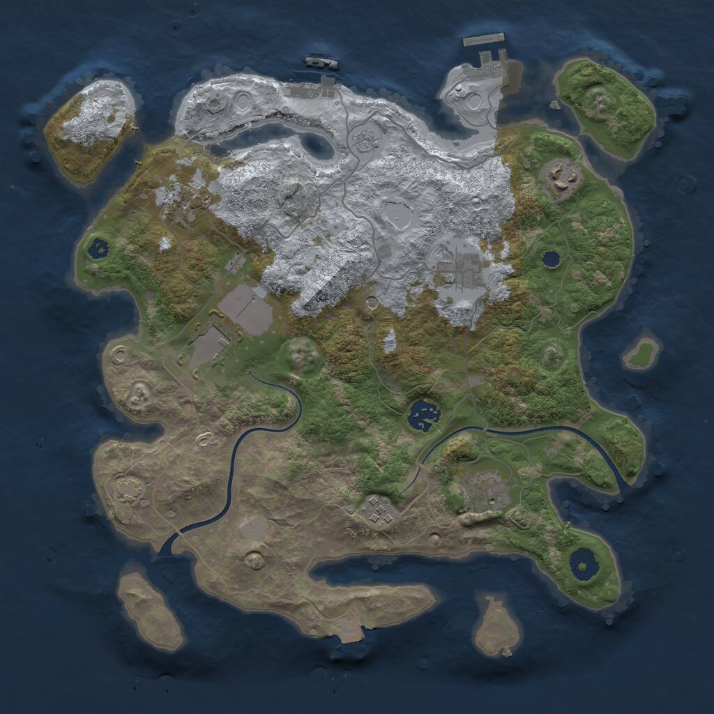 Rust Map: Procedural Map, Size: 3500, Seed: 66453794, 13 Monuments