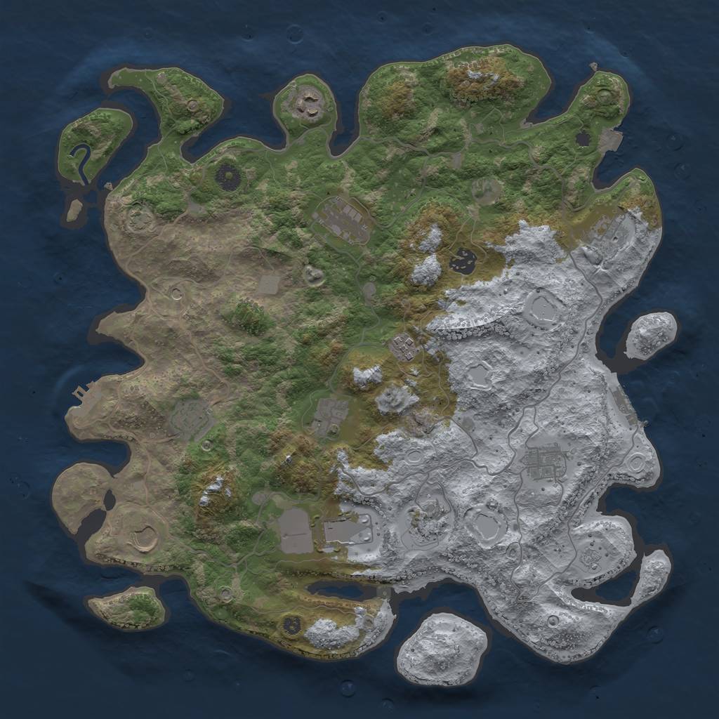 Rust Map: Procedural Map, Size: 4100, Seed: 4725, 19 Monuments