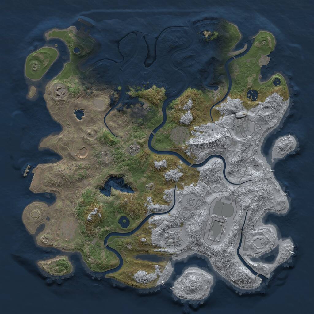 Rust Map: Procedural Map, Size: 4100, Seed: 4725, 16 Monuments