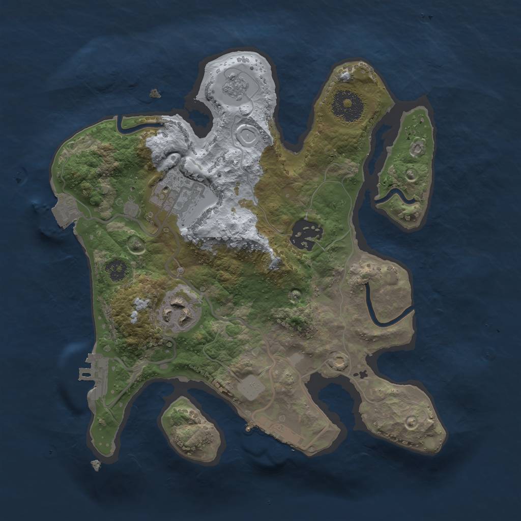 Rust Map: Procedural Map, Size: 2500, Seed: 16615, 9 Monuments