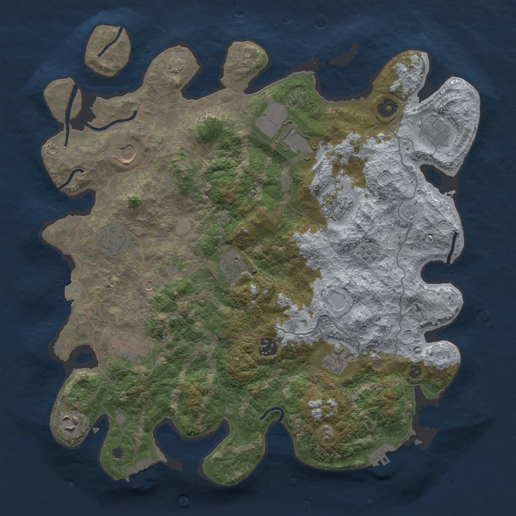 Rust Map: Procedural Map, Size: 4000, Seed: 845698, 19 Monuments