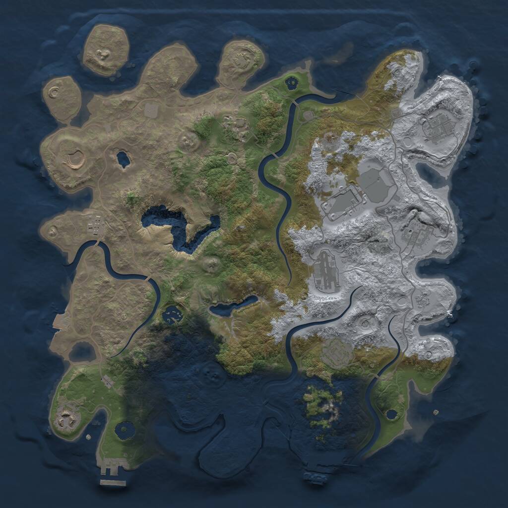 Rust Map: Procedural Map, Size: 4000, Seed: 845698, 16 Monuments