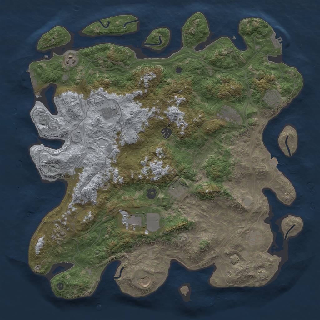 Rust Map: Procedural Map, Size: 4500, Seed: 747013878, 19 Monuments