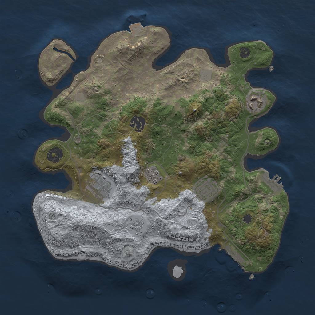 Rust Map: Procedural Map, Size: 3000, Seed: 2040532303, 11 Monuments