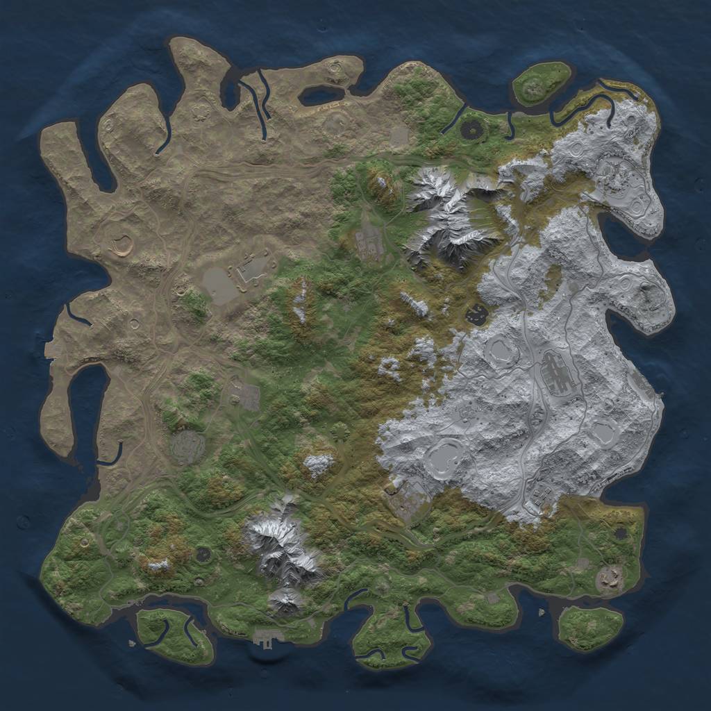 Rust Map: Procedural Map, Size: 5000, Seed: 931285686, 19 Monuments