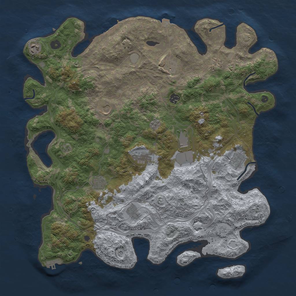 Rust Map: Procedural Map, Size: 4500, Seed: 2136839209, 19 Monuments