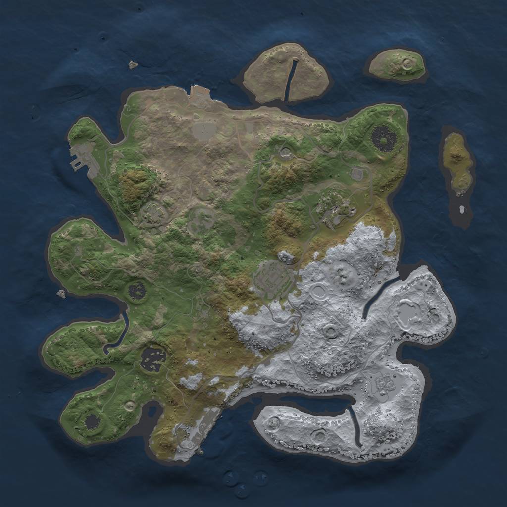 Rust Map: Procedural Map, Size: 3000, Seed: 1925604669, 11 Monuments