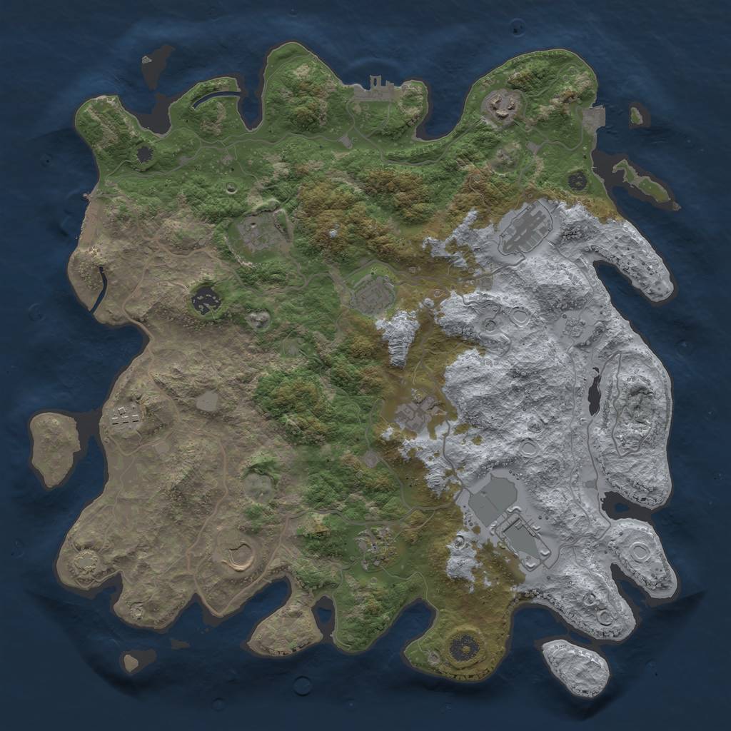Rust Map: Procedural Map, Size: 4000, Seed: 2403571, 18 Monuments