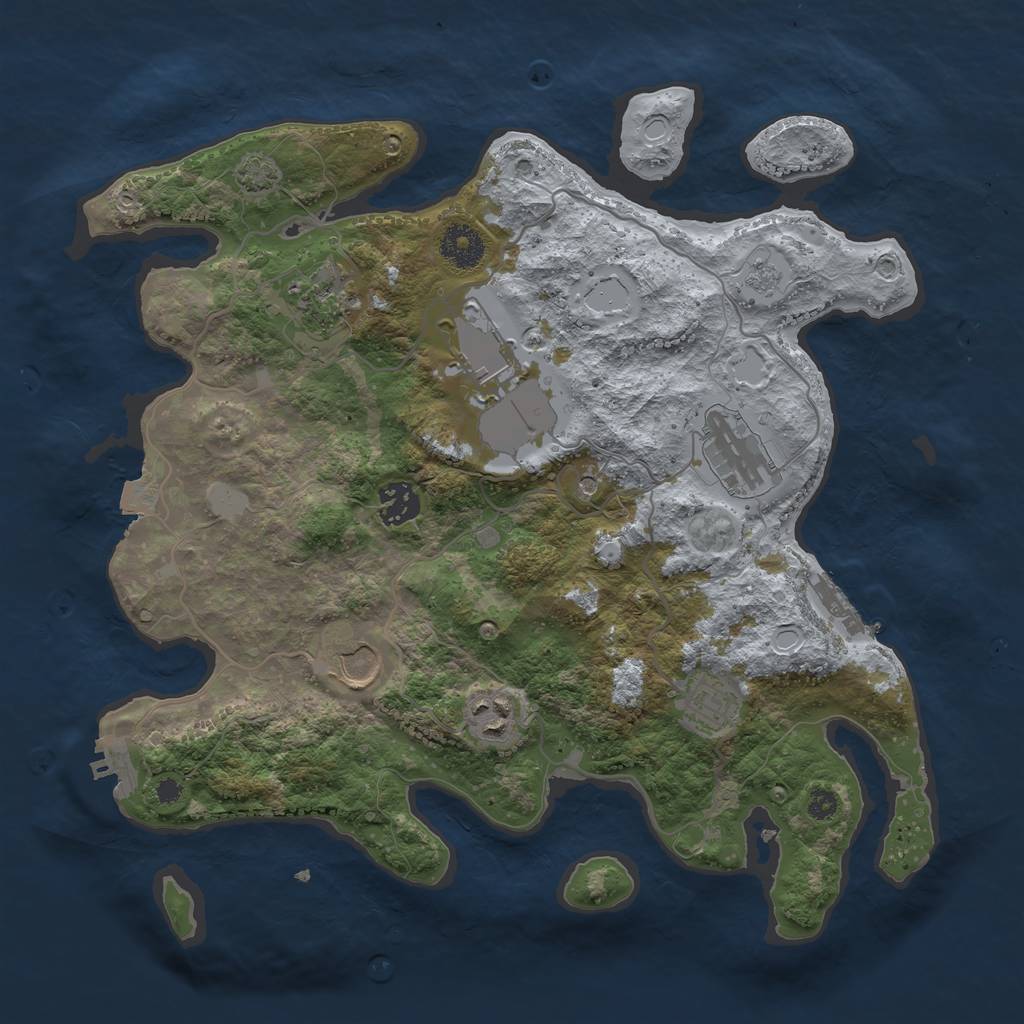 Rust Map: Procedural Map, Size: 3500, Seed: 2044694110, 15 Monuments
