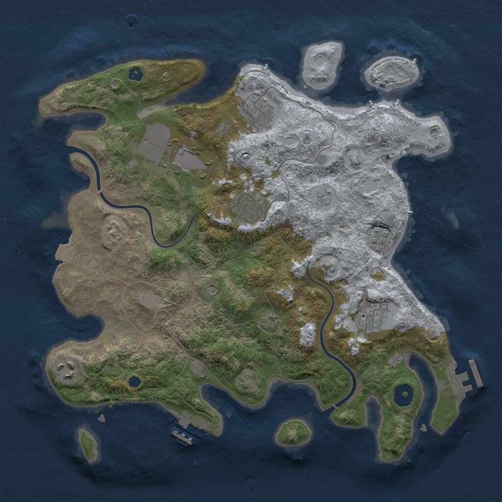 Rust Map: Procedural Map, Size: 3500, Seed: 2044694110, 12 Monuments