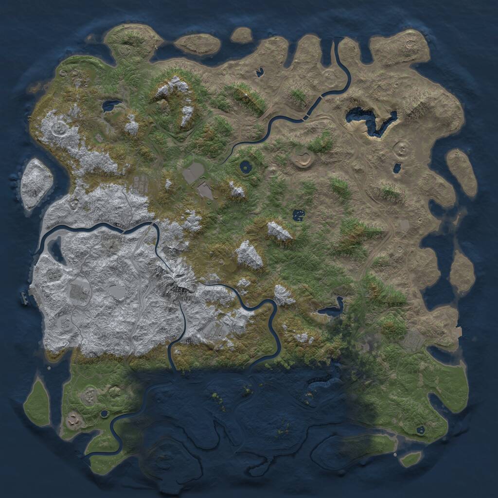 Rust Map: Procedural Map, Size: 6000, Seed: 109264434, 17 Monuments