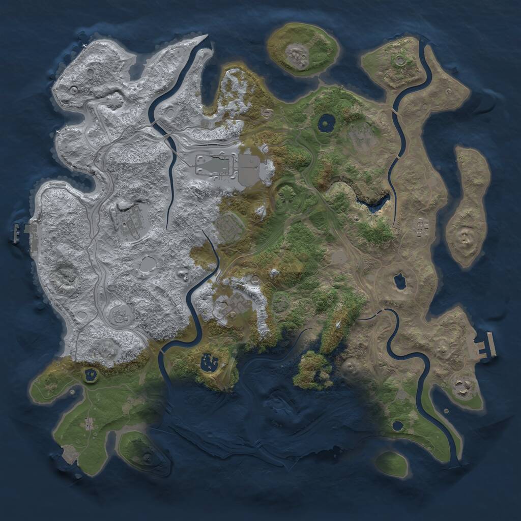 Rust Map: Procedural Map, Size: 4250, Seed: 21353542, 14 Monuments