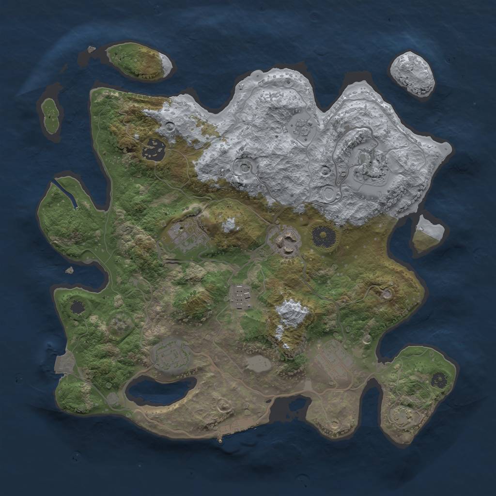 Rust Map: Procedural Map, Size: 3200, Seed: 575417859, 14 Monuments