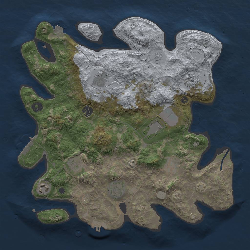 Rust Map: Procedural Map, Size: 3500, Seed: 737432184, 16 Monuments
