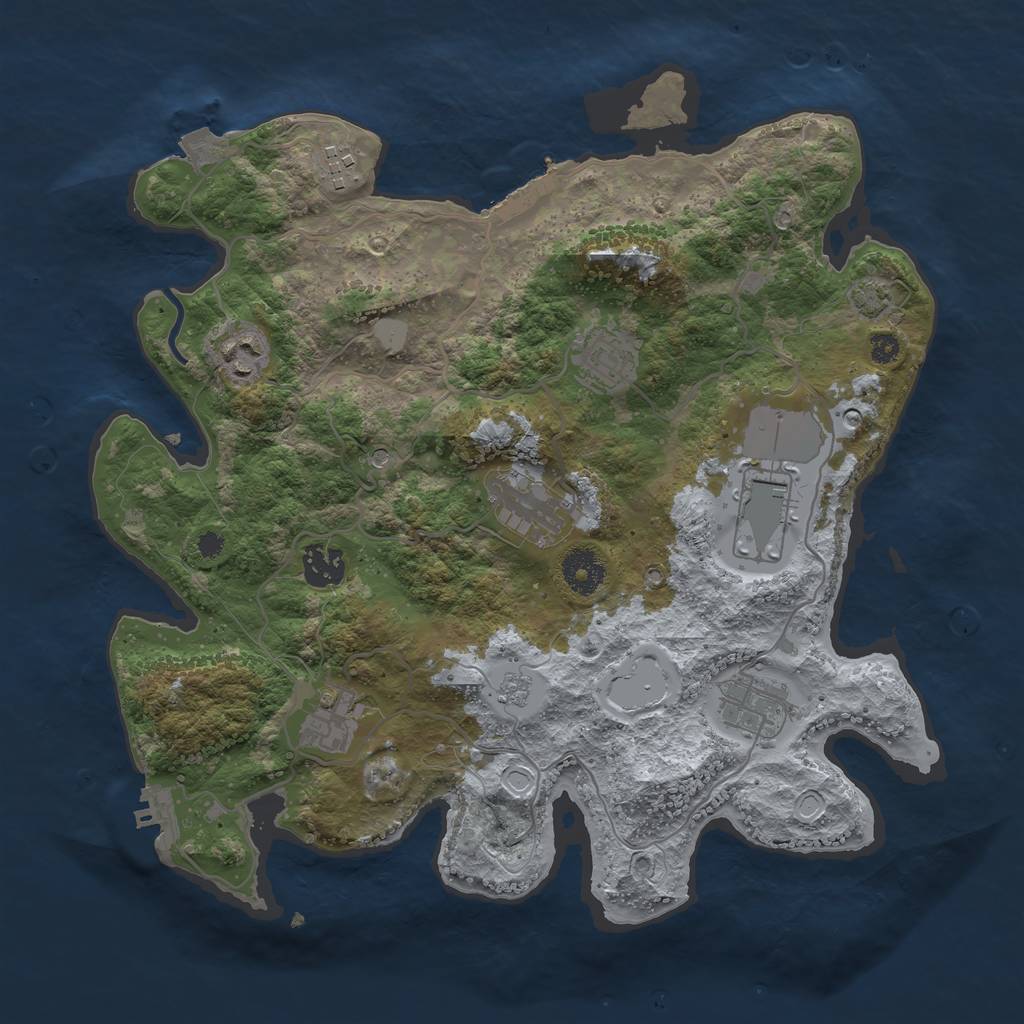 Rust Map: Procedural Map, Size: 3500, Seed: 276040075, 16 Monuments