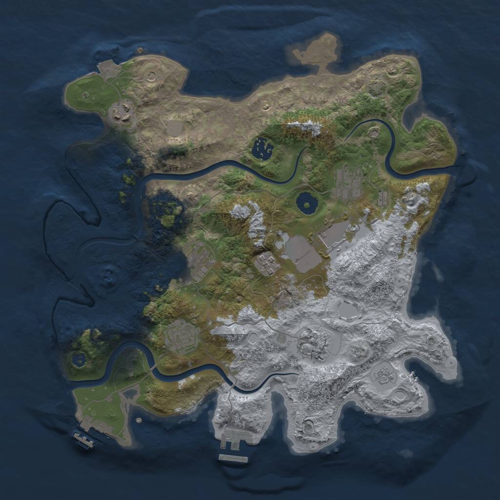 Rust Map: Procedural Map, Size: 3500, Seed: 276040075, 14 Monuments