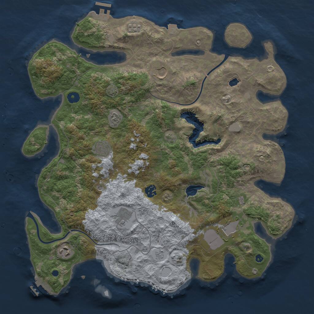 Rust Map: Procedural Map, Size: 4000, Seed: 967109519, 13 Monuments