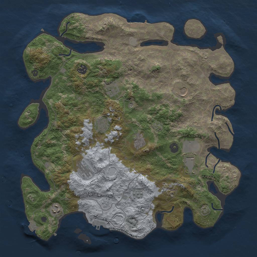 Rust Map: Procedural Map, Size: 4000, Seed: 967109519, 18 Monuments