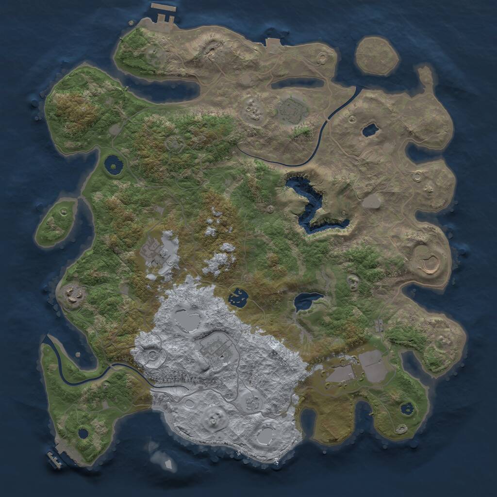 Rust Map: Procedural Map, Size: 4000, Seed: 967109519, 13 Monuments